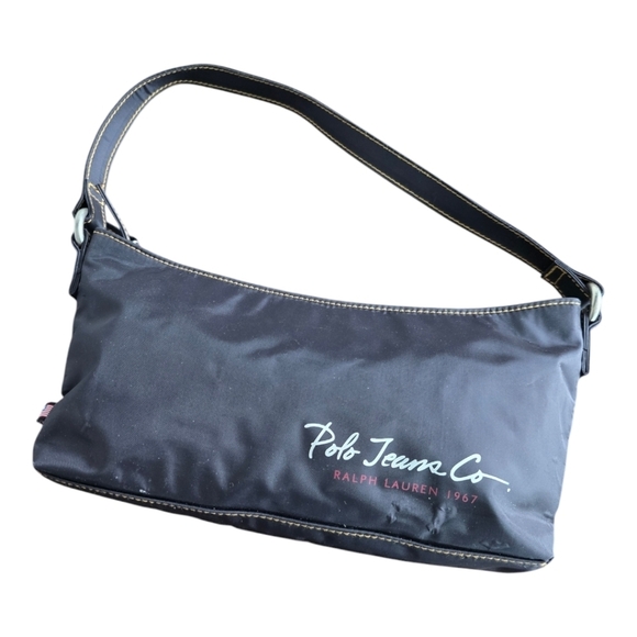 VTG Polo Jeans Co. Ralph Lauren Hobo Bag 1967 1990s Black Excellent Y2k - Picture 1 of 16
